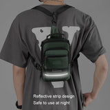 USB Chest Outdoor Shoulder Messenger Bag For Men With Charging Port - Dark Green