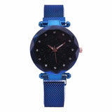 Starry Diamond Geometric Quartz Watch with Magnet Buckle - Luxury Mesh for Women - Purple - Side View