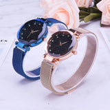Starry Diamond Geometric Quartz Watch with Magnet Buckle - Luxury Mesh for Women - Purple - Low Angle