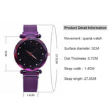 Starry Diamond Geometric Quartz Watch with Magnet Buckle - Luxury Mesh for Women - Purple - Extra Image