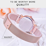 Starry Diamond Geometric Quartz Watch with Magnet Buckle - Luxury Mesh for Women - Purple - Extra Image
