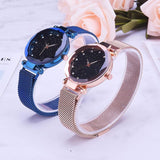 Starry Diamond Geometric Quartz Watch with Magnet Buckle - Luxury Mesh for Women - Purple - Extra Image