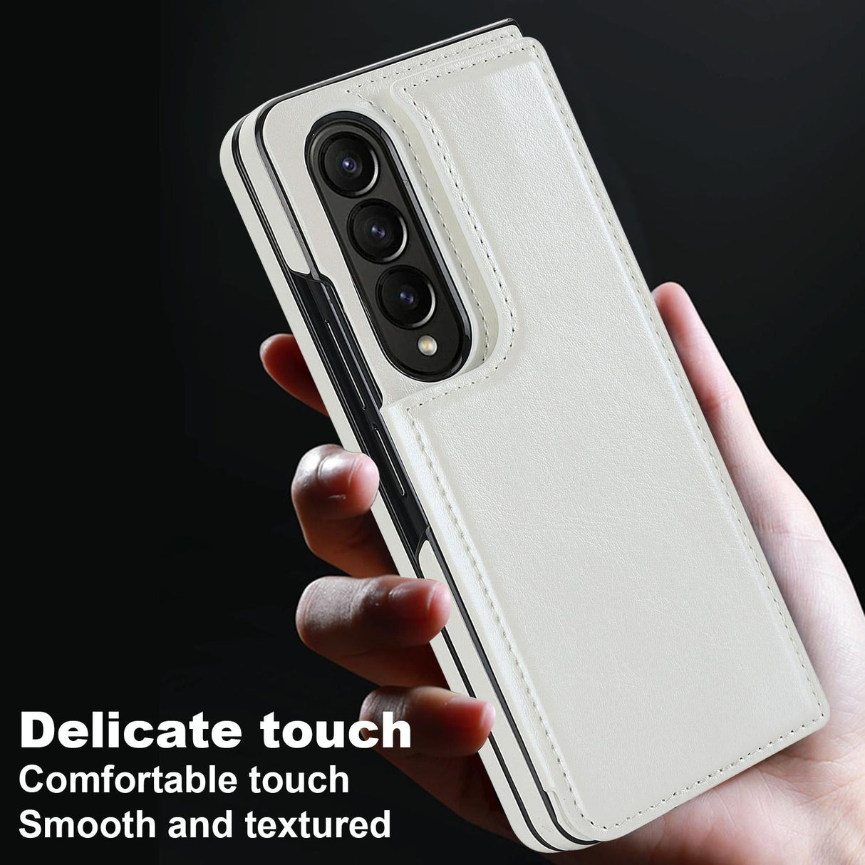 For Samsung Galaxy z Fold4 5G Foldable Phone Case with Double Buckle Card Slot - Rose Gold