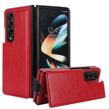 For Samsung Galaxy z Fold4 5G Foldable Phone Case with Double Buckle Card Slot - Rose Gold