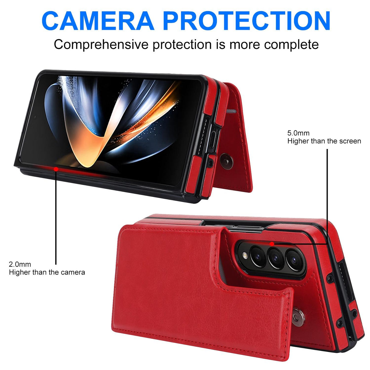 For Samsung Galaxy z Fold4 5G Foldable Phone Case with Double Buckle Card Slot - Rose Gold