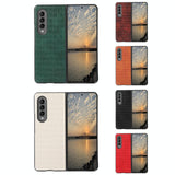 For Samsung Galaxy Z Fold4 5G Foldable Crocodile Texture Phone Case - Pu Leather - White