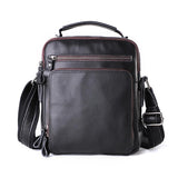 Men Large Capacity One Shoulder Leather Messenger Bag - Napa Texture Black