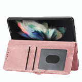 For Samsung Galaxy Z Fold4 5G Textured Leather Phone Case - Cubic Grid Design - Rose Gold - Extra Image