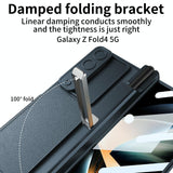 For Samsung Galaxy Z Fold4 5G Magnetic Leather Flip Case With Holder - Carbon Fiber
