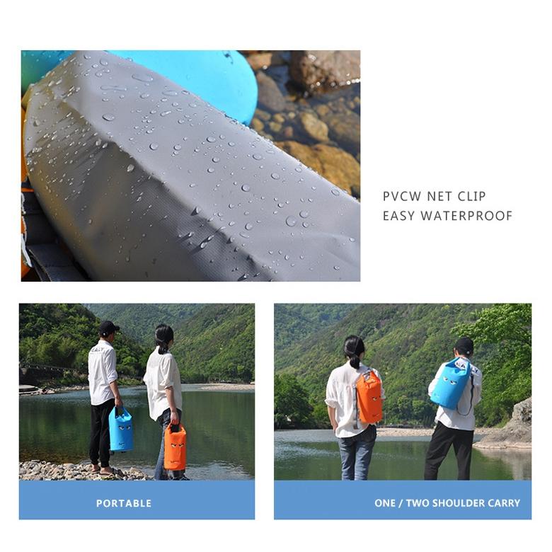 Waterproof Beach Bag For Outdoor Activities Pvc Mesh Cloth Storage Bucket For Swimming Rafting And Seaside Fun - Orange