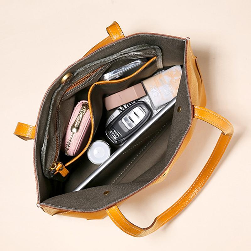 Stylish Leather Tote For Women - Dark Green