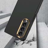 For Samsung Galaxy Z Fold4 5G Electroplating Lens Frame Case - Ultra Thin - Black