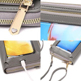 Touch Screen Cross Body Phone Bag Large Capacity - Pink - 45-Degree Angle