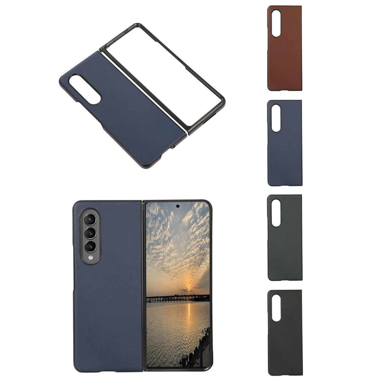 For Samsung Galaxy Z Fold4 5G Sheep Texture Leather Phone Case - Brown