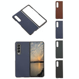 For Samsung Galaxy Z Fold4 5G Sheep Texture Leather Phone Case - Brown - Close-Up Angle