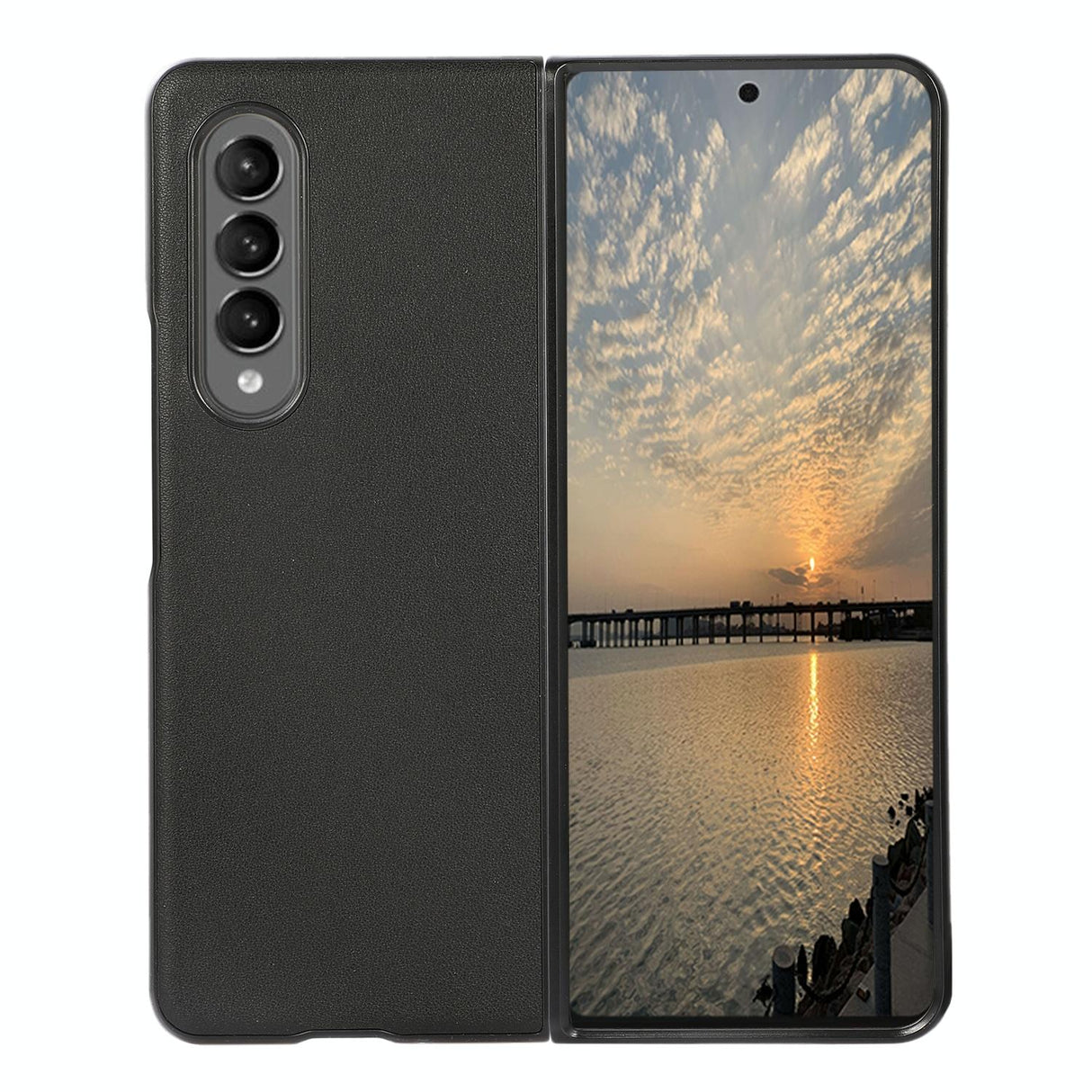 For Samsung Galaxy Z Fold4 5G Sheep Texture Leather Phone Case - Brown