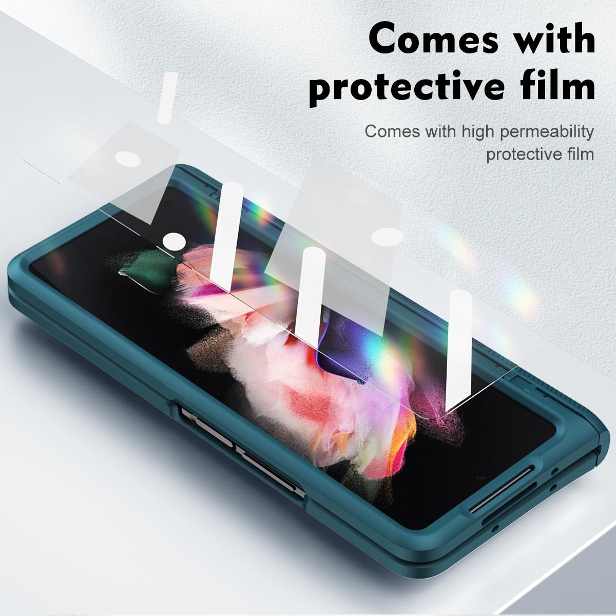 For Samsung Galaxy Z Fold4 5G Shockproof Secure Hinge Phone Case - Green