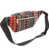 Boho Ethnic Style Waist Bag 34 X 15Cm - Style-D - Top-Down View
