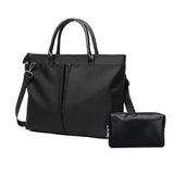 Versatile Business Briefcase Large Capacity Messenger Bag - Black+Black Pu Power Bag - Close-Up Angle