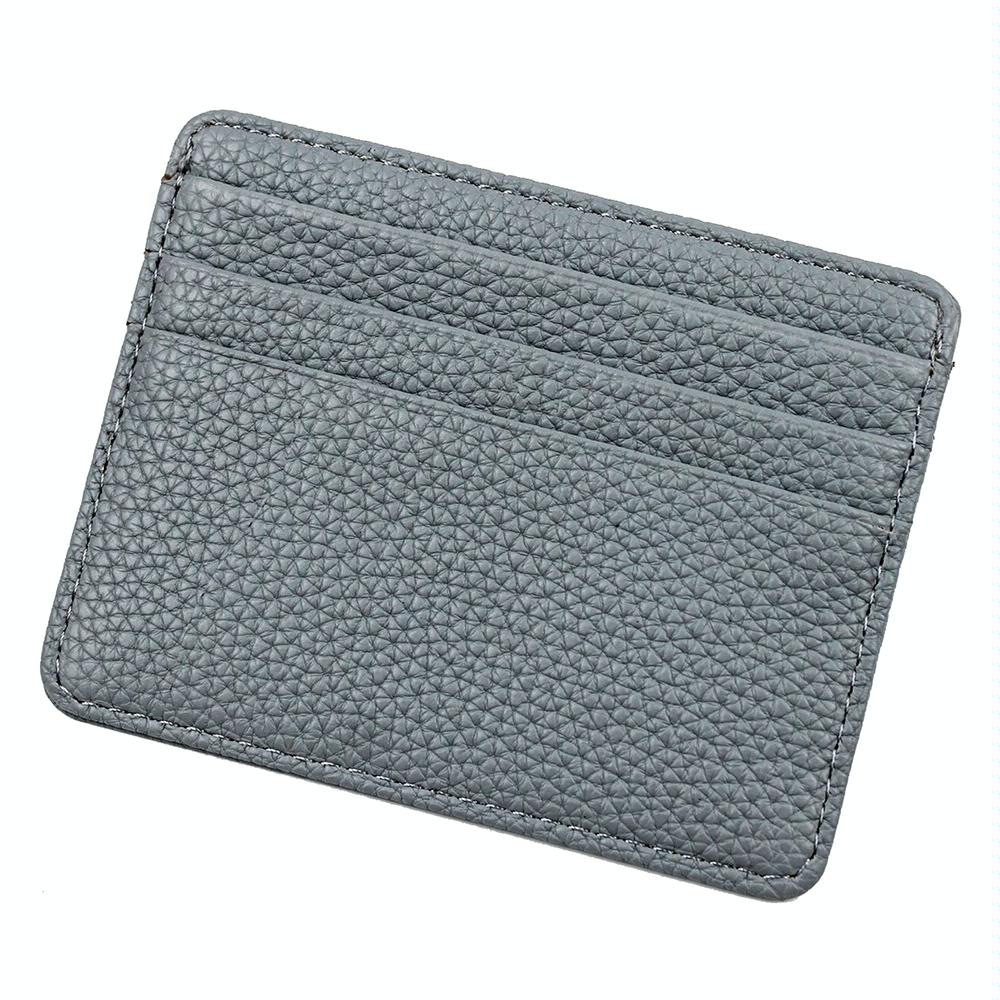 Lychee Pattern Mini Card Holder Multi Card Slots Ultra Thin Coin Purse - Beige