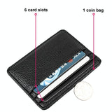 Lychee Pattern Mini Card Holder Multi Card Slots Ultra Thin Coin Purse - Beige - Side View