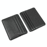 Lychee Pattern Mini Card Holder Multi Card Slots Ultra Thin Coin Purse - Beige - 45-Degree Angle