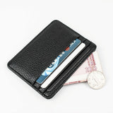 Lychee Pattern Mini Card Holder Multi Card Slots Ultra Thin Coin Purse - Beige - Rear View