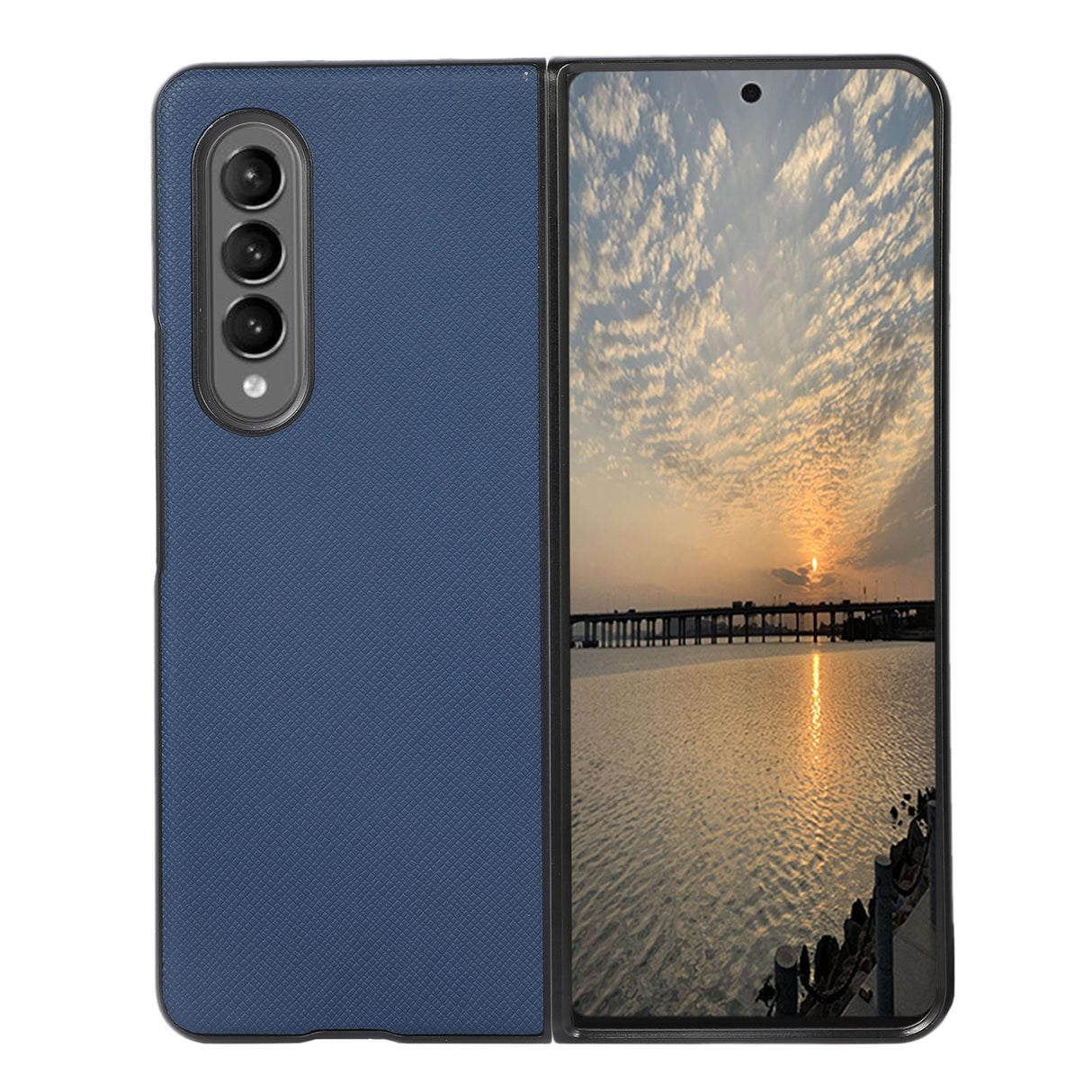 For Samsung Galaxy Z Fold4 5G Fold 4 Cross Texture Pu Leather Case - Green