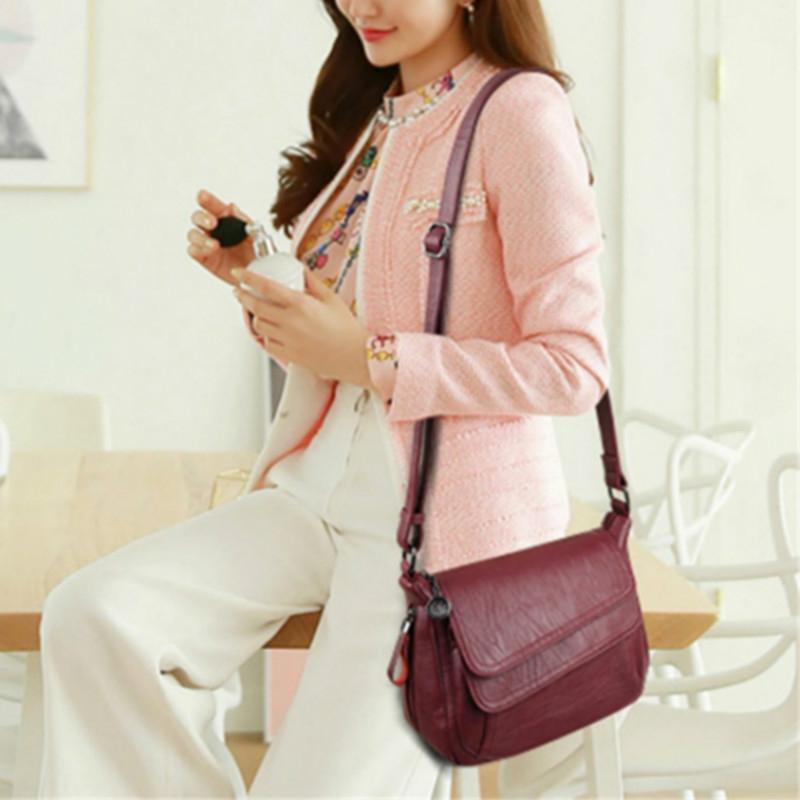 Stylish Leather Shoulder Bag For Summer - Red