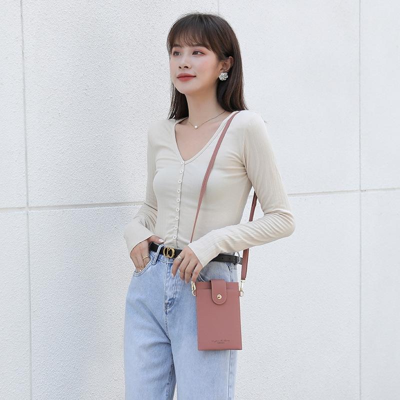 Stylish Thin Messenger Bag For Women - Light Pink