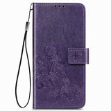 For Samsung Galaxy Z Fold4 5G Embossed Leather Phone Case With Four Leaf Clasp - Gray - Side View