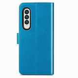 For Samsung Galaxy Z Fold4 5G Embossed Leather Phone Case With Four Leaf Clasp - Gray - Extra Image