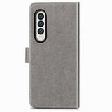 For Samsung Galaxy Z Fold4 5G Embossed Leather Phone Case With Four Leaf Clasp - Gray - Extra Image