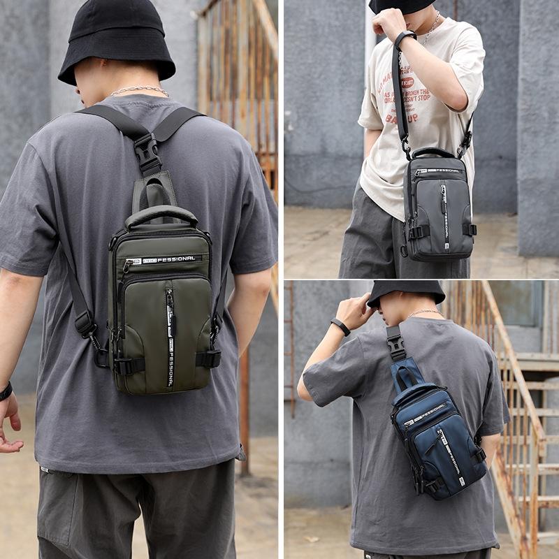 Men Chest Bag Shoulder Messenger Bag - Army Green