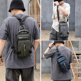 Men Chest Bag Shoulder Messenger Bag - Army Green - Close-Up Angle