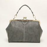 Retro Shoulder Bag For Women Messenger Style - Light Grey - Top-Down View