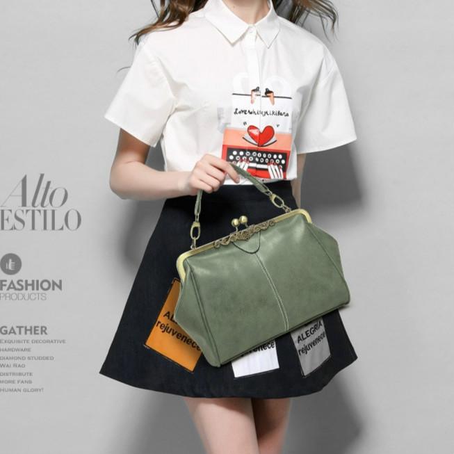 Retro Shoulder Bag For Women Messenger Style - Light Grey