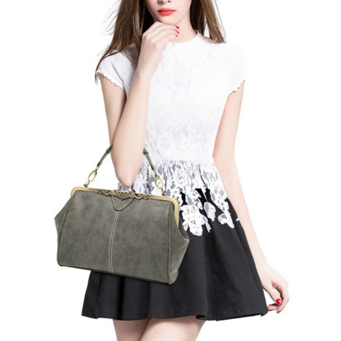 Retro Shoulder Bag For Women Messenger Style - Light Grey