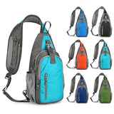 Waterproof Outdoor Sports Chest Bag Crossbody Single Shoulder Design - Dark Blue - Side View