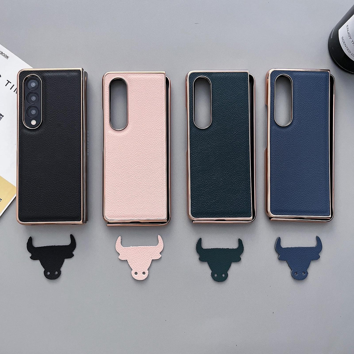 For Samsung Galaxy Z Fold4 5G Skyline Series Nano Electroplating Pu Case - Sky Blue