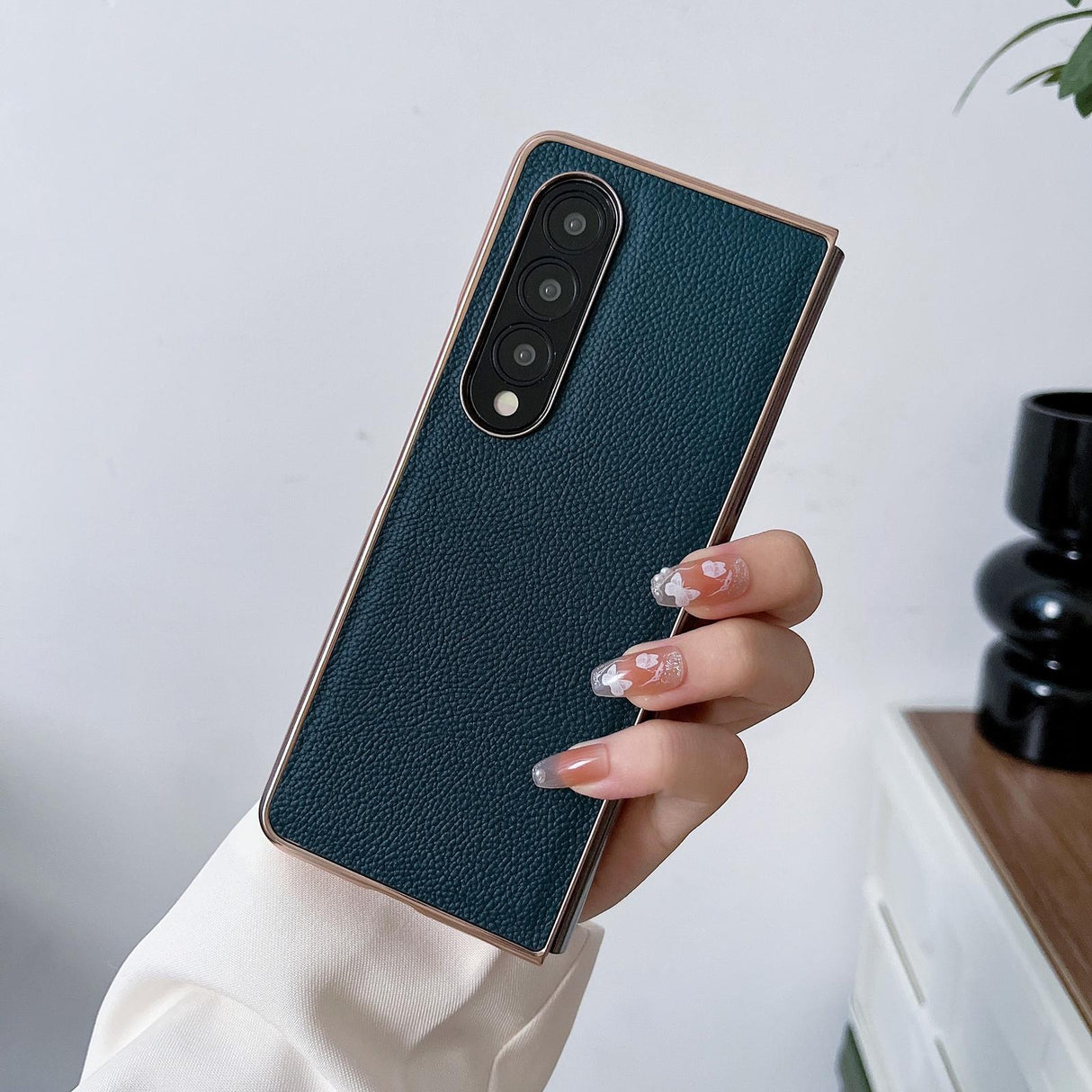 For Samsung Galaxy Z Fold4 5G Skyline Series Nano Electroplating Pu Case - Sky Blue