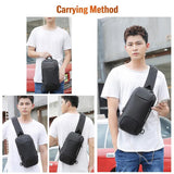 Anti Theft Men Waterproof Crossbody Bag With USB Port - Army Green