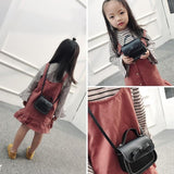 Mini Bowknot Pu Leather Baby Girls Messenger Bag - Green