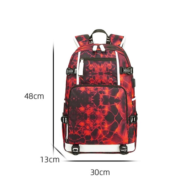 Student Waterproof Printed Backpack - Geometric Black