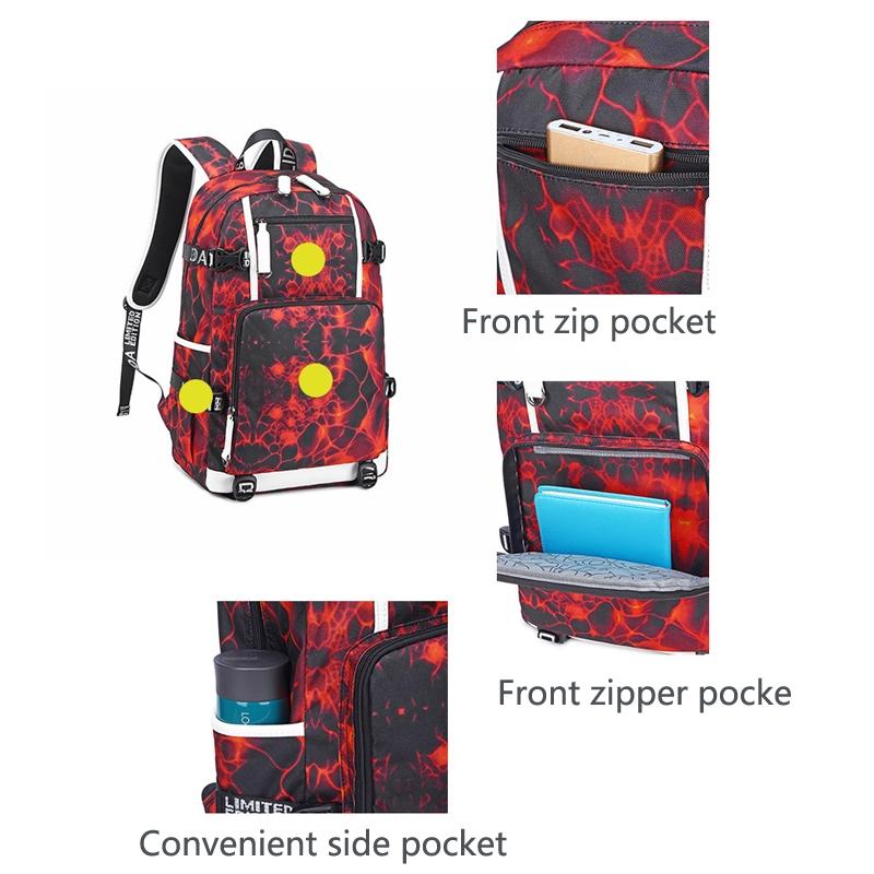 Student Waterproof Printed Backpack - Geometric Black