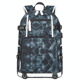 Student Waterproof Printed Backpack - Geometric Black - Low Angle