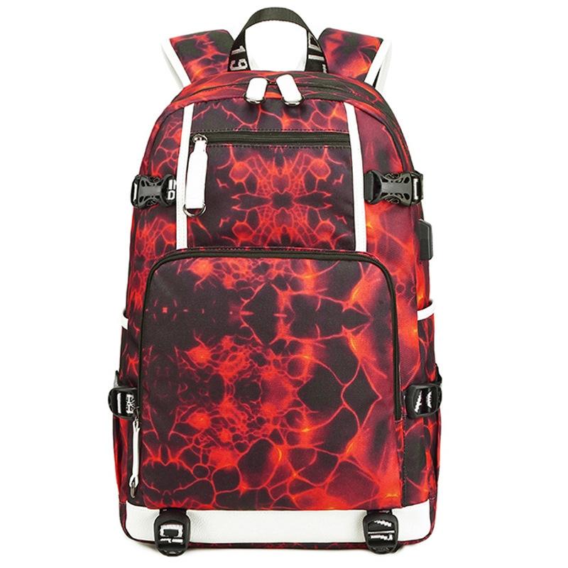 Student Waterproof Printed Backpack - Geometric Black