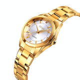 Waterproof Quartz Women Watch With Rhinestone Steel Strap - Delicate And Creative - Side View