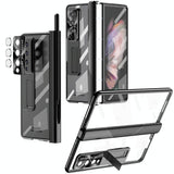For Samsung Galaxy Z Fold4 5G Magnetic Phone Case With Holder - Plating Finish - Silver - Front View