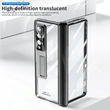 For Samsung Galaxy Z Fold4 5G Magnetic Phone Case With Holder - Plating Finish - Silver - Side View